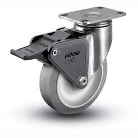 2 Series Swivel Plate Caster - Rubber on Polyolefin 4" Dia. 300 Lb.