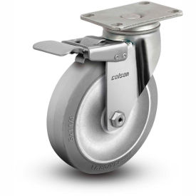 2 Series Swivel Plate Caster Rubber Total Lock Brake 4" Diameter 300 Lb.