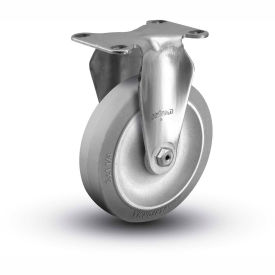 2 Series Rigid Plate Caster - Rubber on Polyolefin 5" Dia. 325 Lb. Cap.