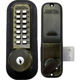 Digital Door Lock 2200 Surface/Rim Mount with Key Override, Antique Brass