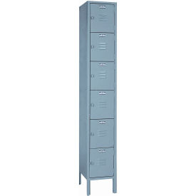 6-Tier 6 Door Locker, Hasp Handle, 12"W x 18"D x 78"H, Gray, Assembled