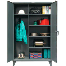 Heavy Duty Janitorial Cabinet, 36"W x 24"D x 78"H, All-Welded, Gray