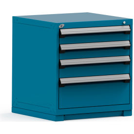 Modular Storage Drawer Cabinet 30x27x32, 4 Drawers (3 Sizes), w/Lock, Blue