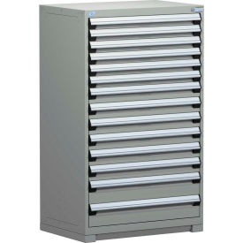 Modular Storage Drawer Cabinet 30x27x60, 14 Drawers (3 Sizes), w/Lock, Gray