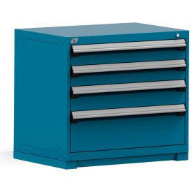 Modular Storage Drawer Cabinet 36x24x32, 4 Drawers (3 Sizes) w/o Divider, w/Lock, Blue