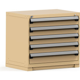 Modular Storage Drawer Cabinet 36x24x32, 5 Drawers, w/o Divider, w/Lock, Beige