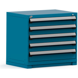 Modular Storage Drawer Cabinet 36x24x32, 5 Drawers (2 Sizes) w/o Divider, w/Lock, Blue