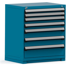 Modular Storage Drawer Cabinet 36x24x40, 7 Drawers (4 Sizes) w/o Divider, w/Lock, Blue