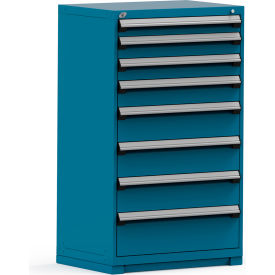 Modular Storage Drawer Cabinet 36x24x60, 8 Drawers (5 Sizes), w/Lock, Blue