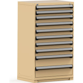Modular Storage Drawer Cabinet 36x24x60, 10 Drawers (3 Sizes) w/o Divider, w/Lock, Beige