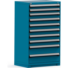 Modular Storage Drawer Cabinet 36x24x60, 10 Drawers (3 Sizes) w/o Divider, w/Lock, Blue