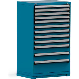 Modular Storage Drawer Cabinet 36x24x60, 12 Drawers (4 Sizes) w/o Divider, w/Lock, Blue