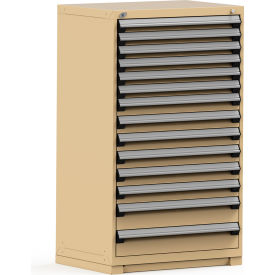 Modular Storage Drawer Cabinet 36x24x60, 14 Drawers, Lock, Beige