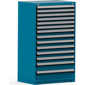 Modular Storage Drawer Cabinet 36x24x60, 14 Drawers (3 Sizes), w/o Divider, w/Lock, Blue