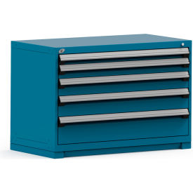 Modular Storage Drawer Cabinet 48x24x32, 5 Drawers (5 Sizes) w/o Divider, w/Lock, Blue