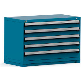 Modular Storage Drawer Cabinet 48x24x32, 5 Drawers (2 Sizes) w/o Divider, w/Lock, Blue
