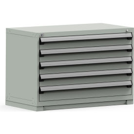 Modular Storage Drawer Cabinet 48x24x32, 5 Drawers (2 Sizes) w/o Divider, w/Lock, Gray