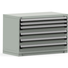 Modular Storage Drawer Cabinet 48x24x32, 6 Drawers (2 Sizes) w/o Divider, w/Lock, Gray