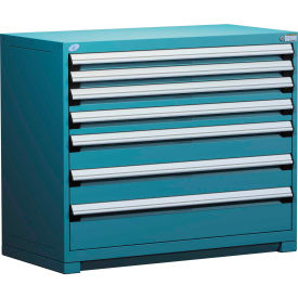 Modular Storage Drawer Cabinet 48x24x40, 7 Drawers (4 Sizes) w/o Divider, w/Lock, Blue