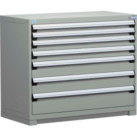 Modular Storage Drawer Cabinet 48x24x40, 7 Drawers, w/o Divider, w/Lock, Gray