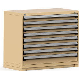 Modular Storage Drawer Cabinet 48x24x40, 8 Drawers, w/o Divider, w/Lock, Beige