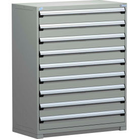 Modular Storage Drawer Cabinet 48x24x60, 9 Drawers w/o Divider, w/Lock, Gray