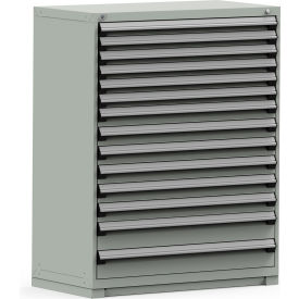 Modular Storage Drawer Cabinet 48x24x60, 14 Drawers without Divider, with Lock, Gray