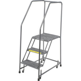 16"W 3 Step Steel Rolling Ladder 21"D Top Step