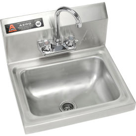 Aero Wall Mount Stainless Steel Hand Sink 14"W 10"D With 7" Gooseneck Faucet, 8" Backsplash
