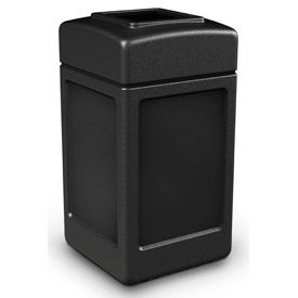 Square Waste Container, Black, 42-Gallon
