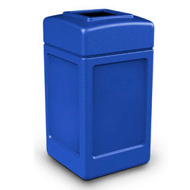 Square Waste Container, Blue, 42-Gallon