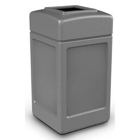 Square Waste Container, Gray, 42-Gallon