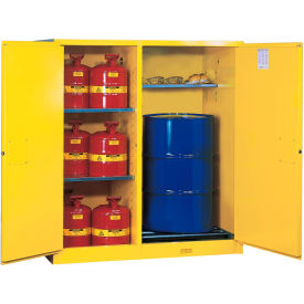 Drum Cabinet 115 Gal. Capacity Vertical Manual Close Flammable W/ Drum Rollers