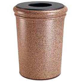 StoneTec Round Open Top Waste Container, 50 Gallon Capacity, Sedona
