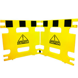 Plastic Folding Barrier, 2 Panels, 74"L x 36"H, Yellow