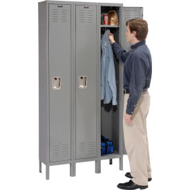 1-Tier 3 Door Premium Locker, 54"W x 21"D x 78"H, Dark Gray, Unassembled