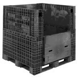 Plastic Folding Bulk Shipping Container, 48"L x 45"W x 44"H, 2000 lb. Capacity, Black