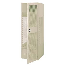 Welded Security Gear Locker W/Door & Foot Locker, 24"Wx18"Dx72"H, Putty