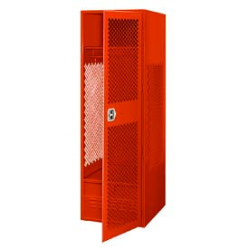 1 Door Security Gear Locker w/ Footlocker, 24"Wx18"Dx72"H, Red, All-Welded