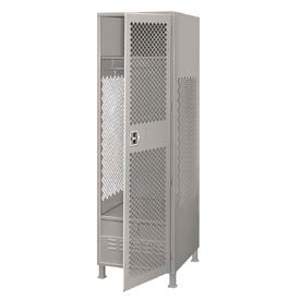 1 Door Security Locker w/Footlocker & Legs, 24"Wx18"Dx76"H, Gray, All-Welded