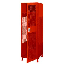 1 Door Security Gear Locker with Legs, 24"W x 24"D x 76"H, Red, All-Welded
