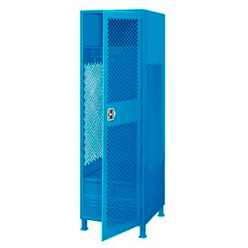 1 Door Security Locker w/Footlocker & Legs, 24"Wx24"Dx76"H, Blue, All-Welded