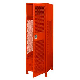 1 Door Security Locker w/ Footlocker & Legs, 24"Wx24"Dx76"H, Red, All-Welded