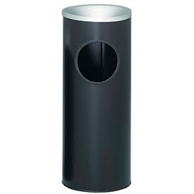 Steel Ash And Trash Urn 3 Gallon Black With Aluminum Top 10" Dia. x 25"H