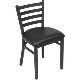 Vinyl Upholstered Restaurant Chair With Ladder Back - Textured Black