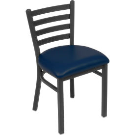 Vinyl Upholstered Restaurant Chair With Ladder Back - Blue