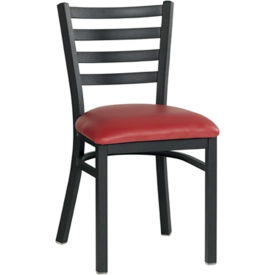 Vinyl Upholstered Restaurant Chair With Ladder Back - Burgundy