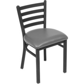 Vinyl Upholstered Restaurant Chair With Ladder Back - Gray