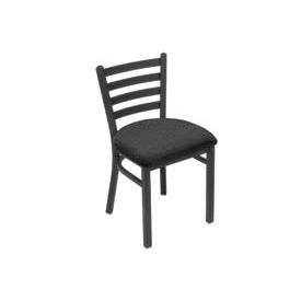 Fabric Upholstered Restaurant Chair With Ladder Back - Black