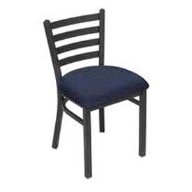 Fabric Upholstered Restaurant Chair With Ladder Back - Blue